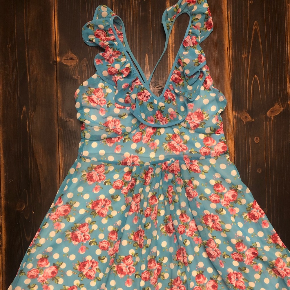 Mind Code Beautiful Turquoise Polka Dot Floral Su… - image 8